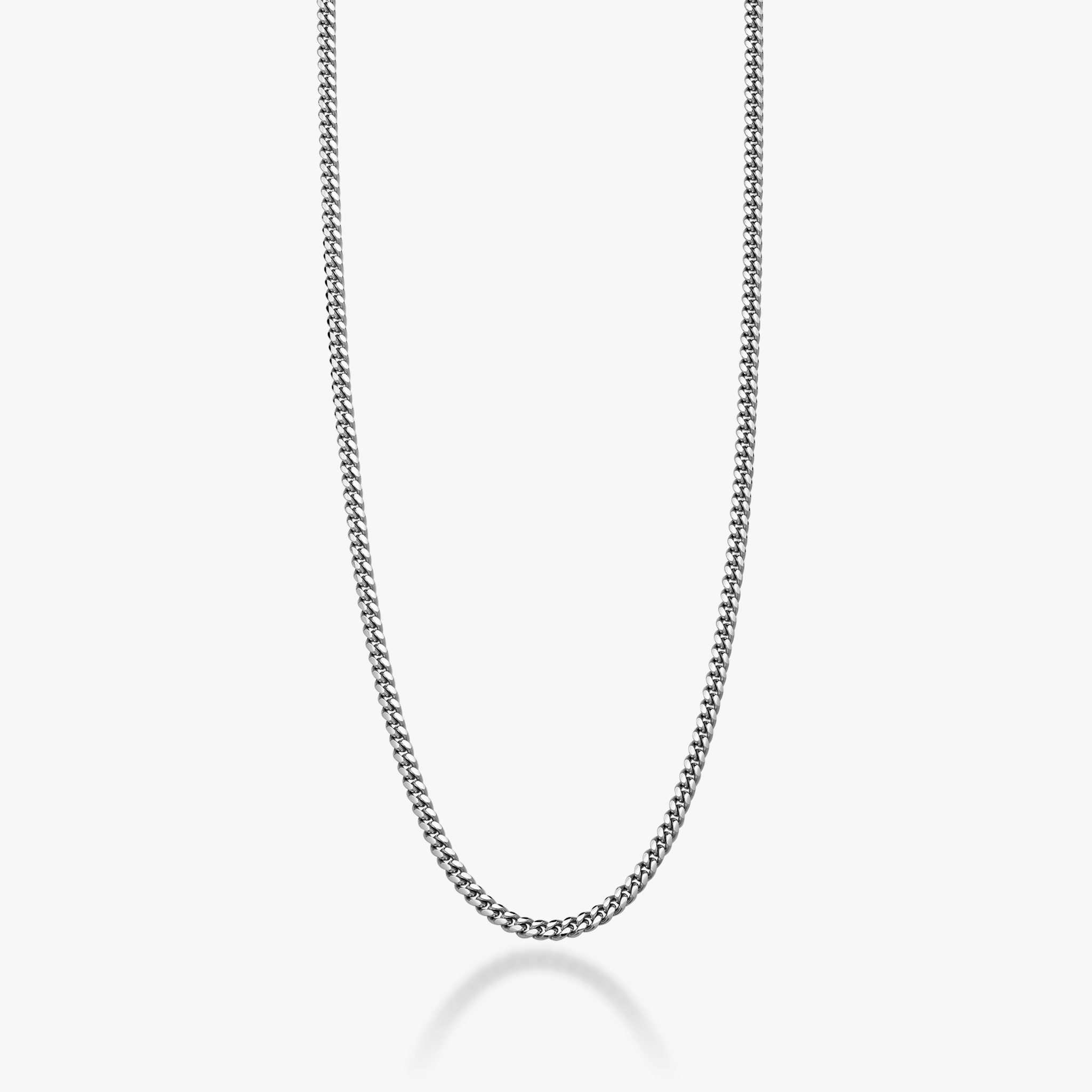 Thick Cuban Link Chain Necklace in Rhodium Plated Sterling Silver