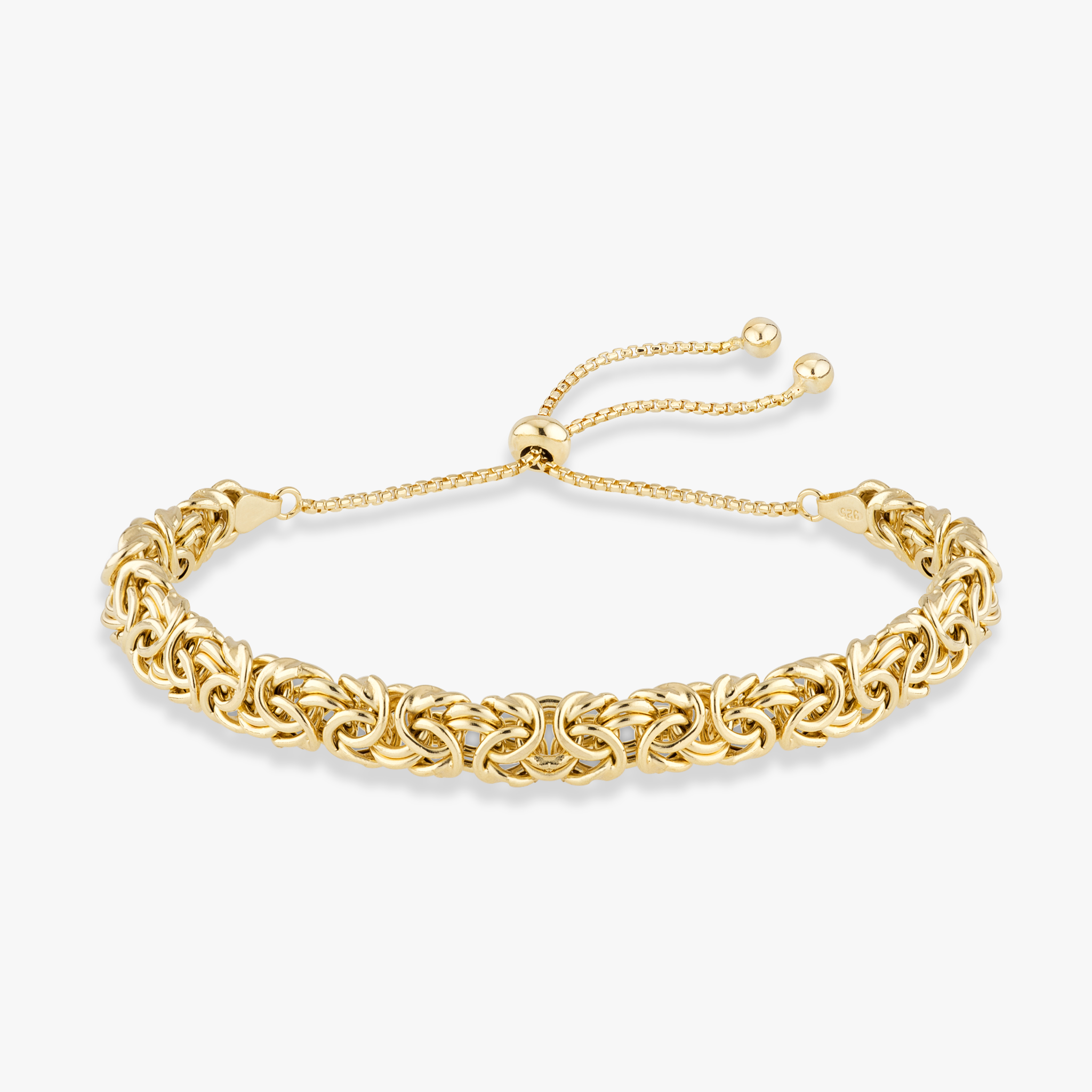 Byzantine Bolo Adjustable Bracelet in 18k gold over sterling