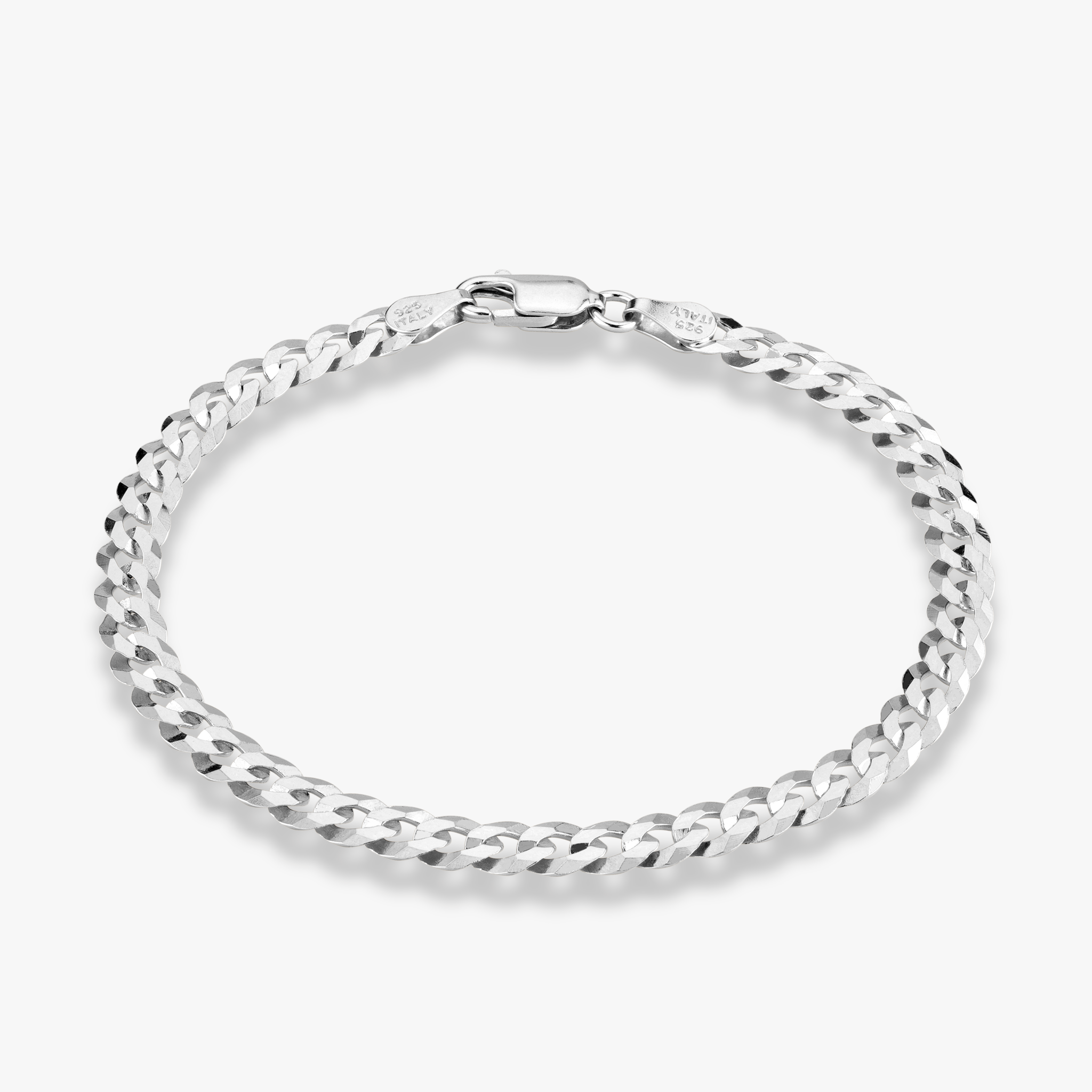 Cuban Chain Bracelet in Sterling Silver, 5mm Miabella