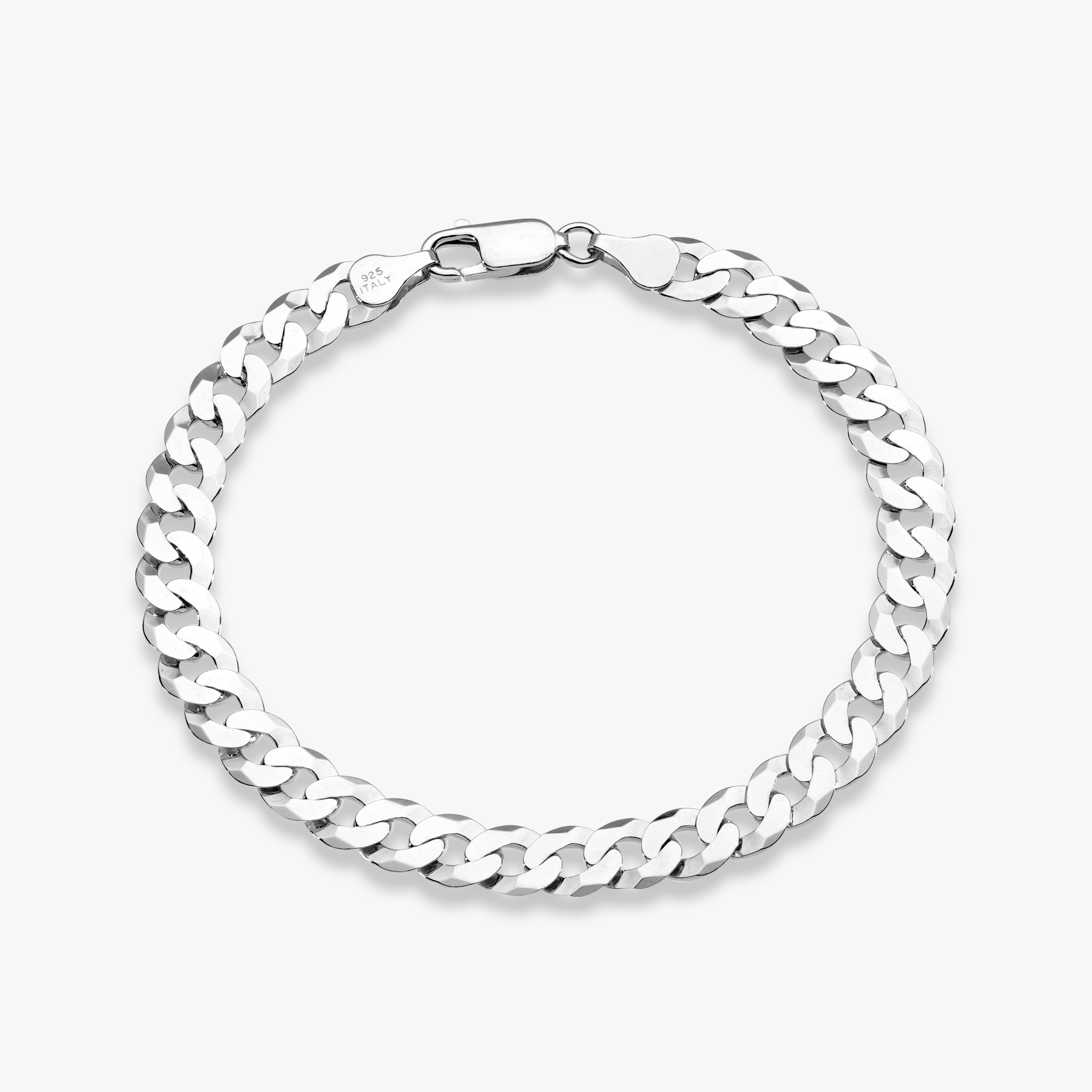 Italian Sterling Silver Polished Cuban Chain Bracelet