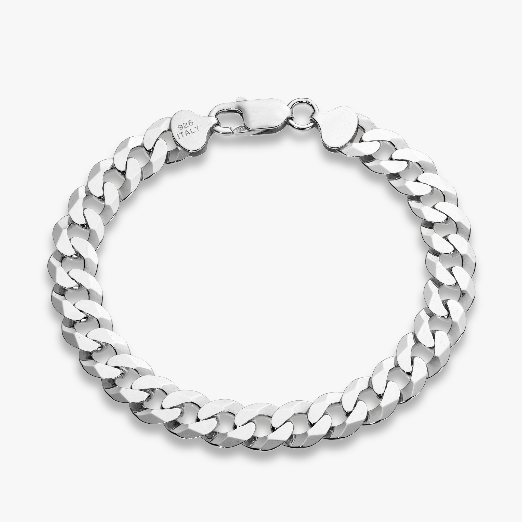 Cuban Chain Bracelet in Sterling Silver, 9mm – Miabella