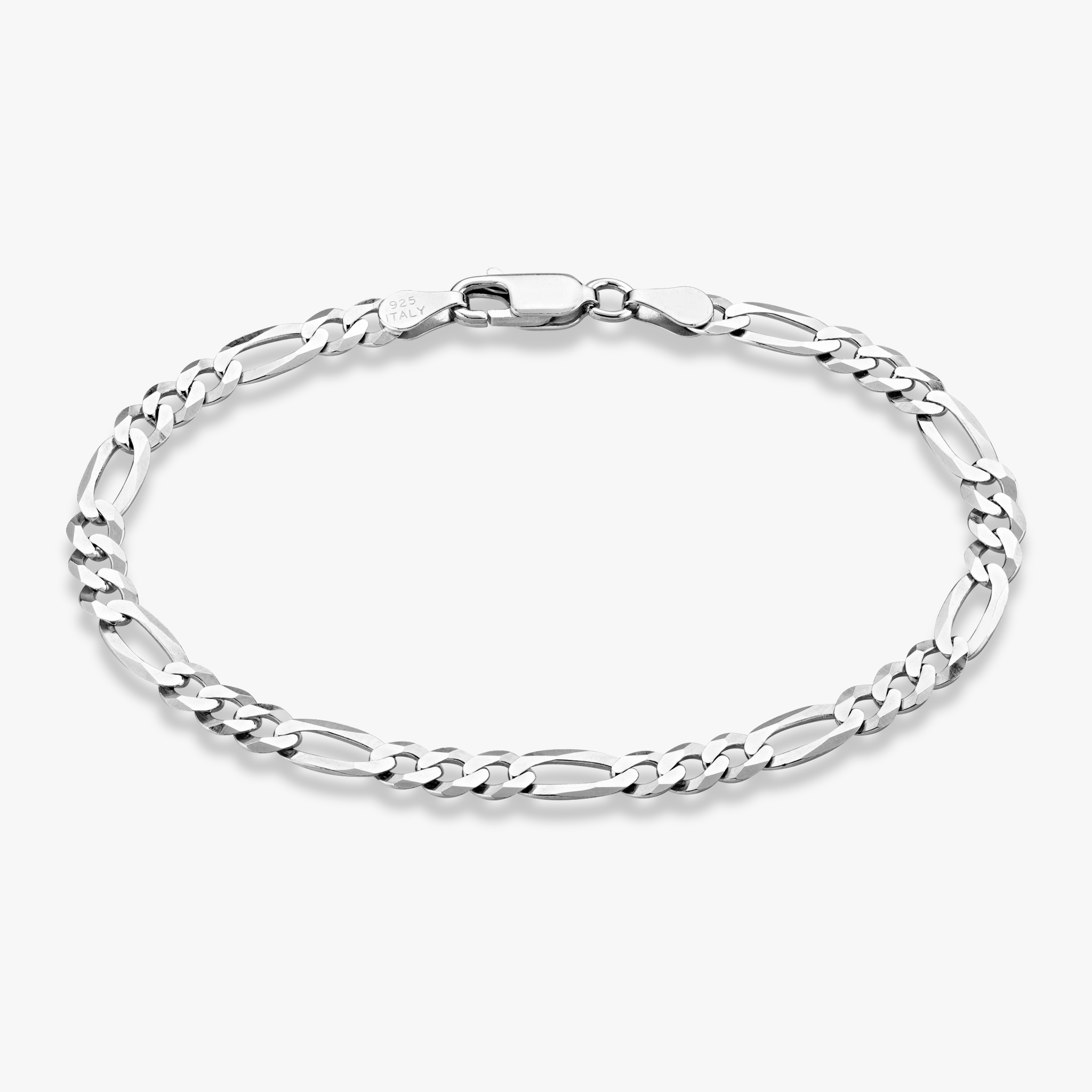 Figaro Chain Bracelet in Sterling Silver, 5mm – Miabella
