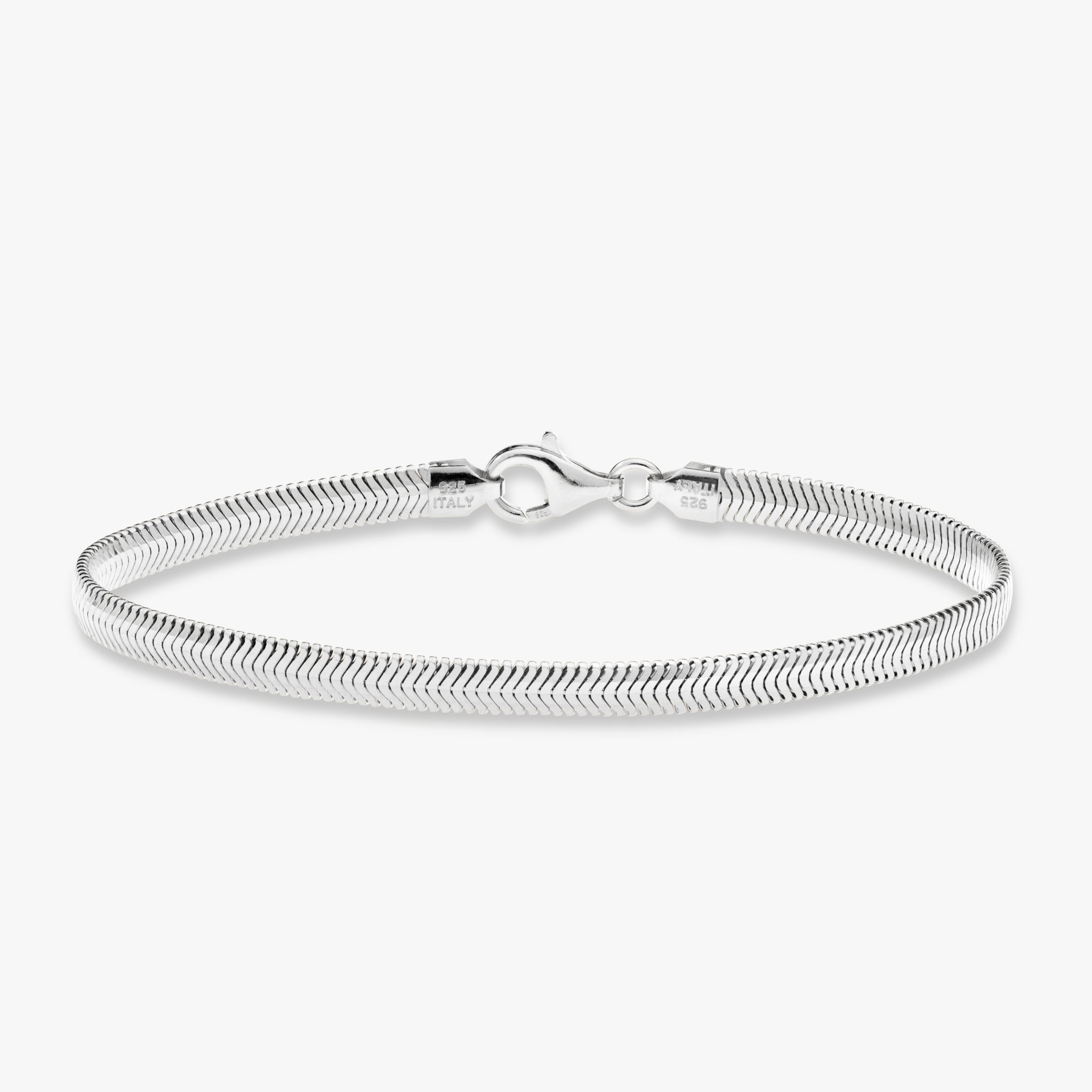 Flat Snake Bracelet in Sterling Silver 4mm