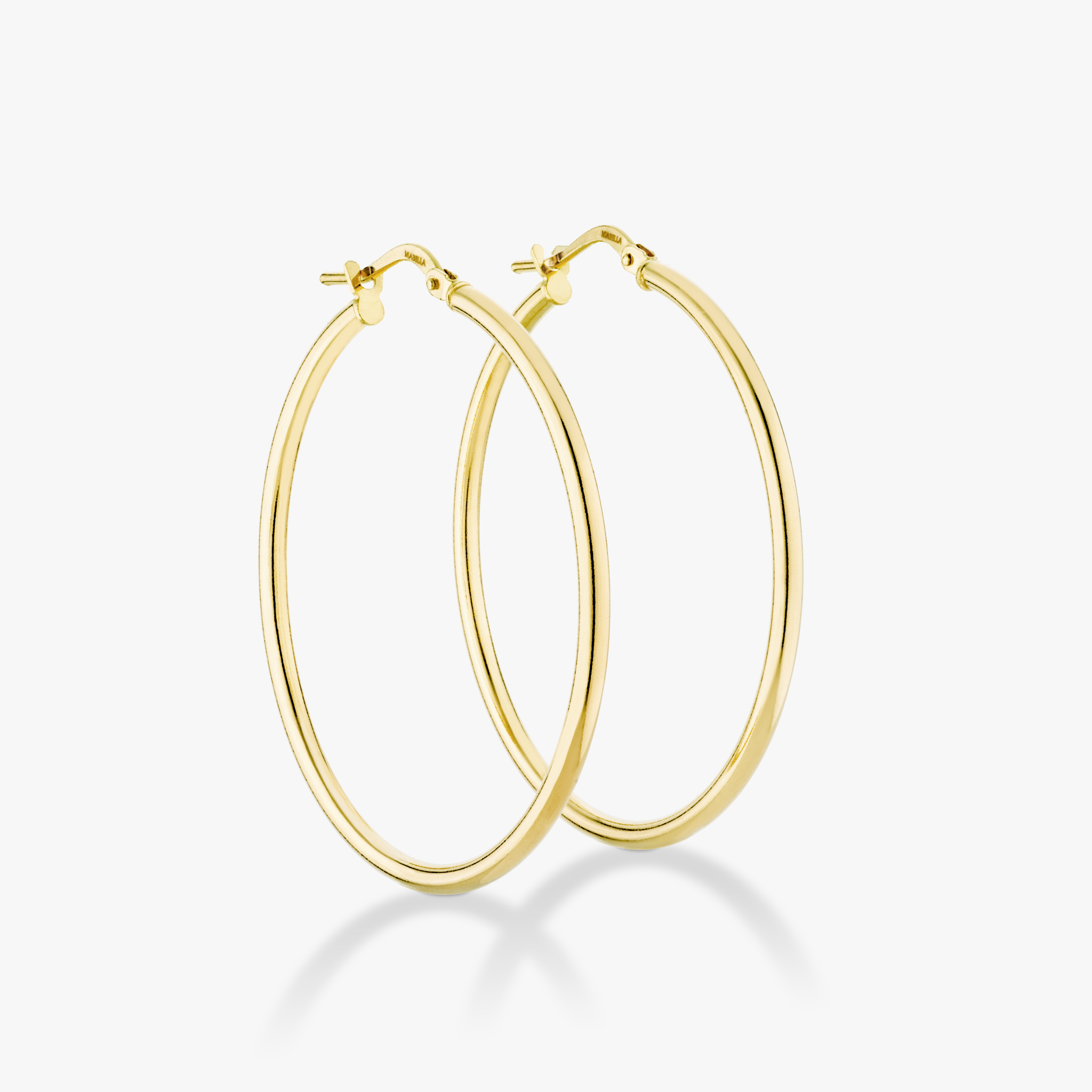 Thin Wire Hoop Earrings in Sterling Silver, 70mm – Miabella