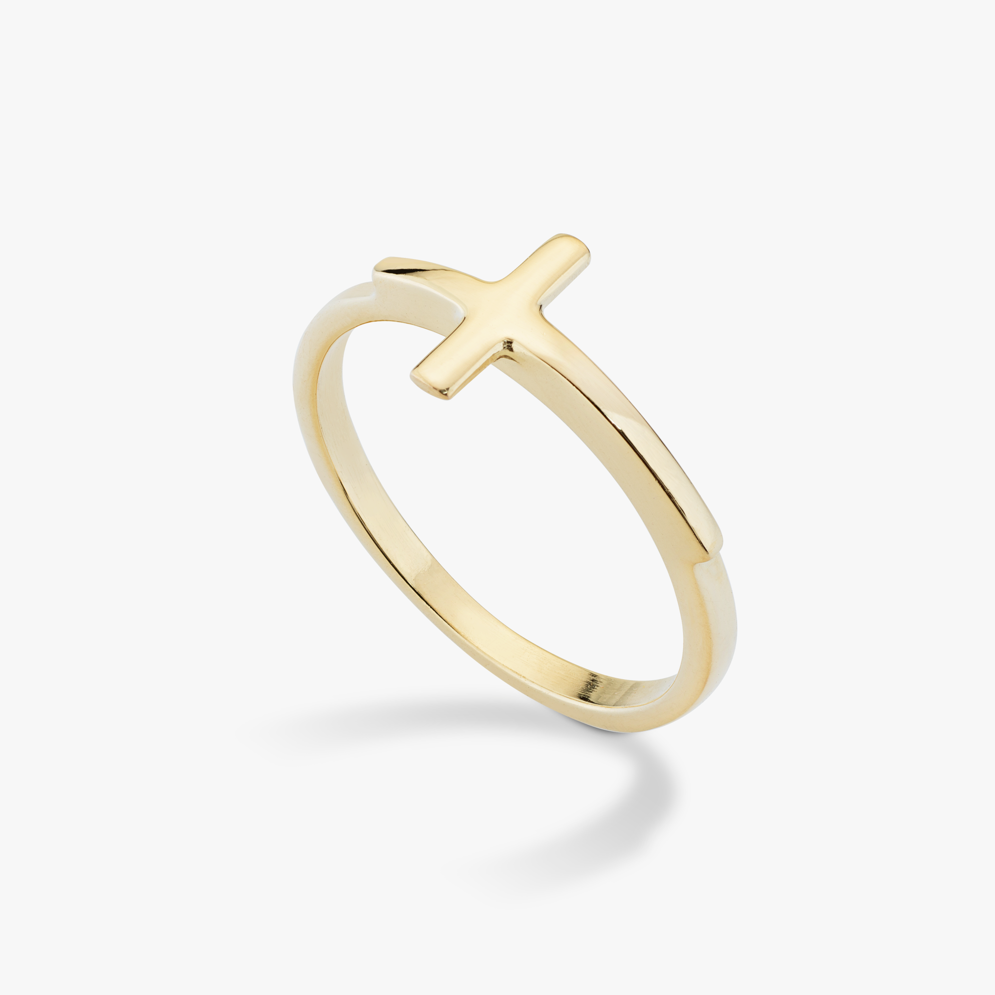 Sideways Cross Ring in 18k gold over sterling silver – Miabella