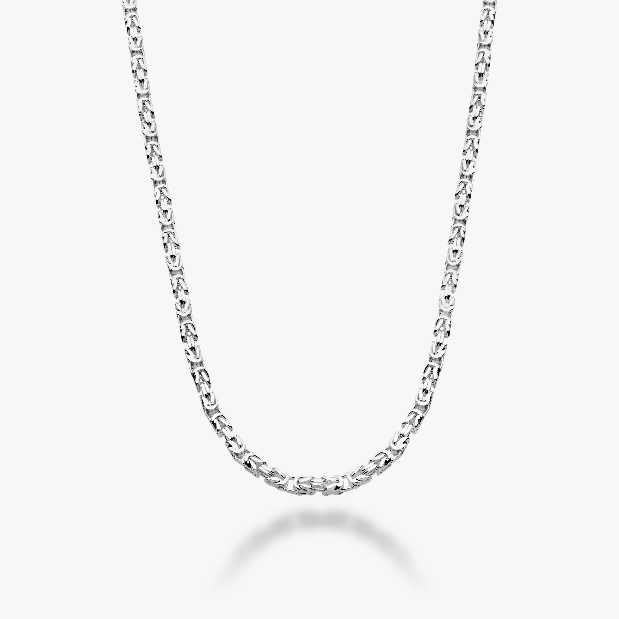 Square Byzantine Necklace in Sterling Silver, 3mm – Miabella