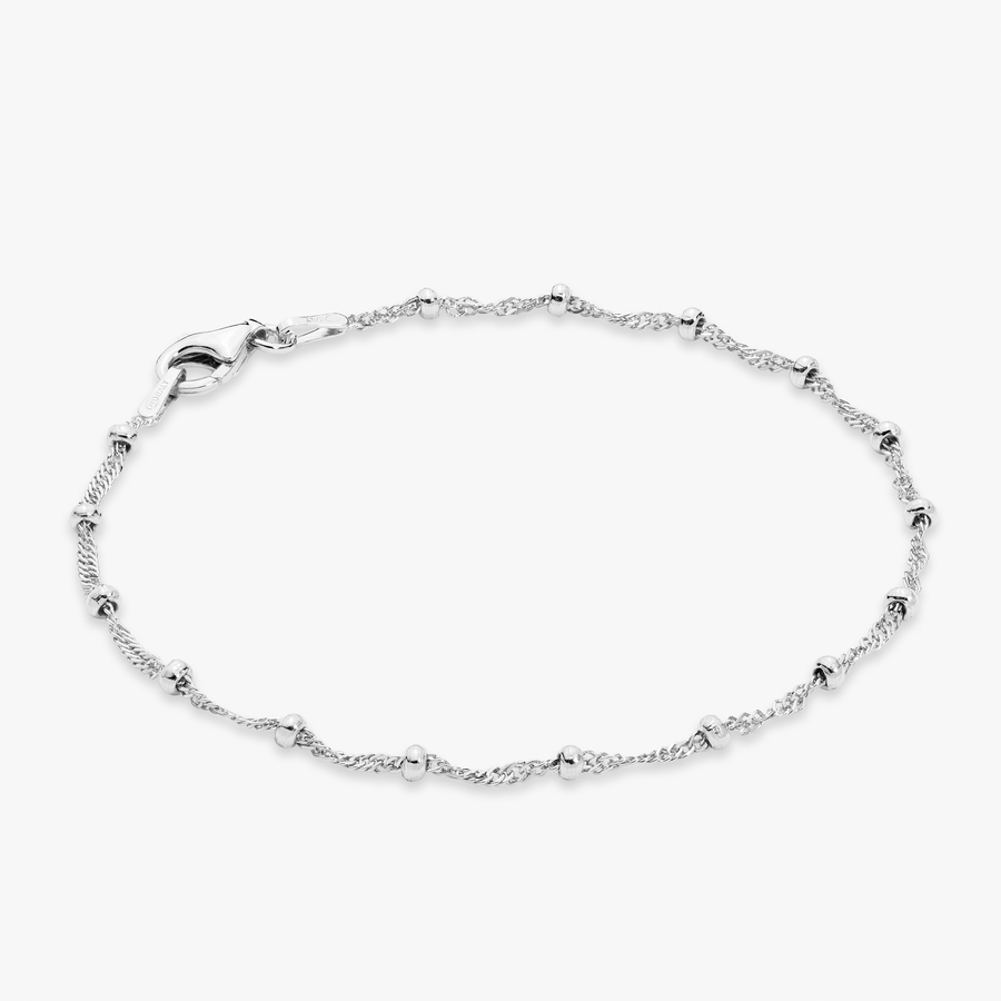 Singapore Bead Chain Bracelet in Sterling Silver