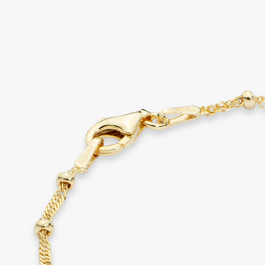 Singapore Bead Chain Bracelet in 18k Gold Over Sterling Silver
