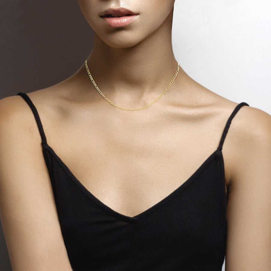 Figaro Chain Necklace in 18k Gold Over Sterling Silver, 3mm – Miabella