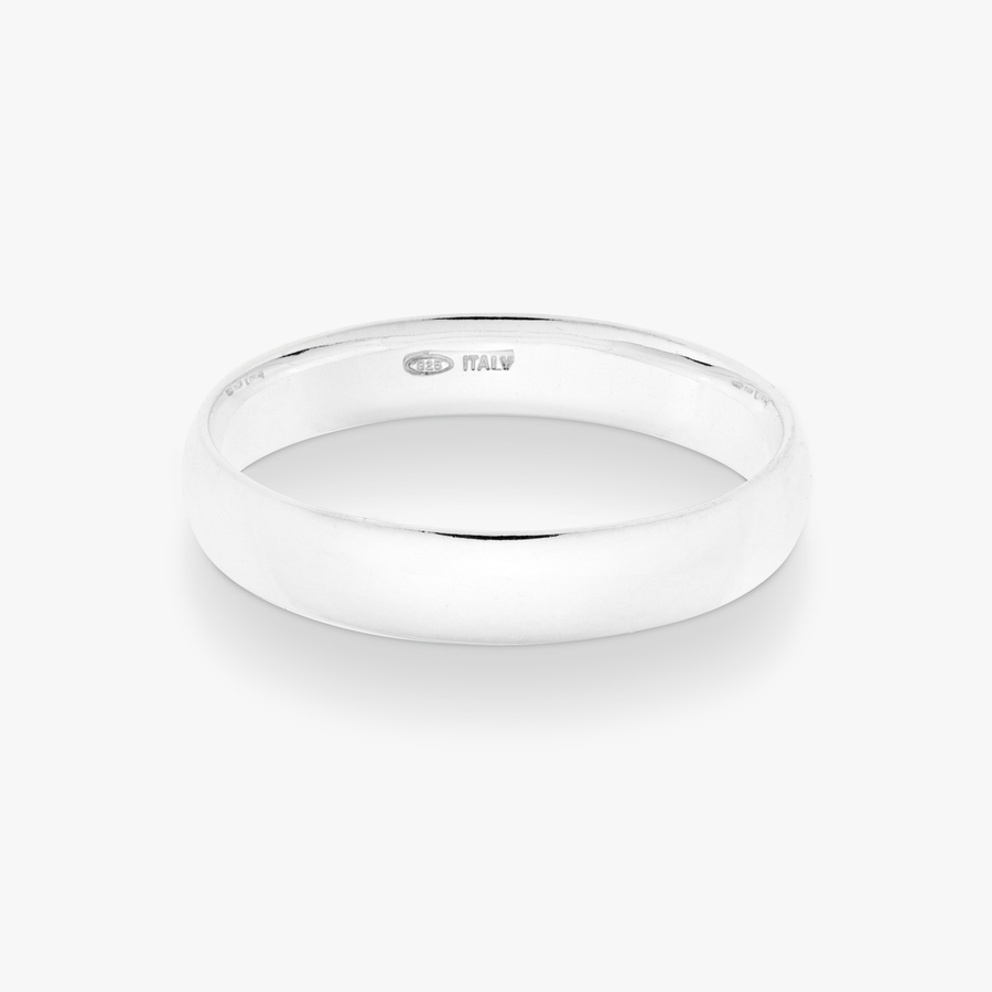 Comfort Fit Dome Band Ring in Sterling Silver, 4mm