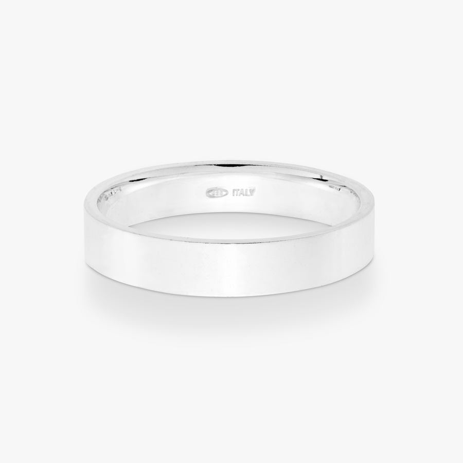 Comfort Fit Flat Band Ring in Sterling Silver, 4mm