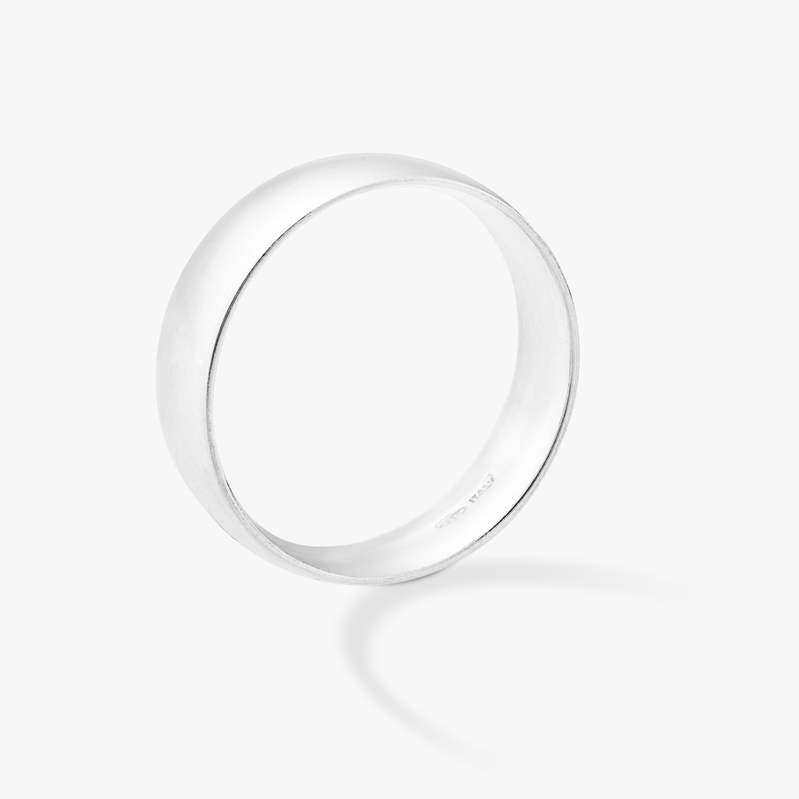 Comfort Fit Dome Band Ring in Sterling Silver, 6mm