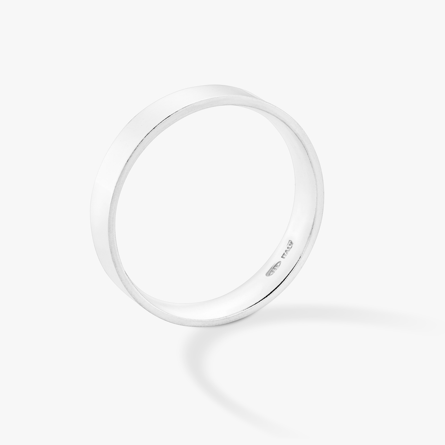 Comfort Fit Flat Band Ring in Sterling Silver, 4mm