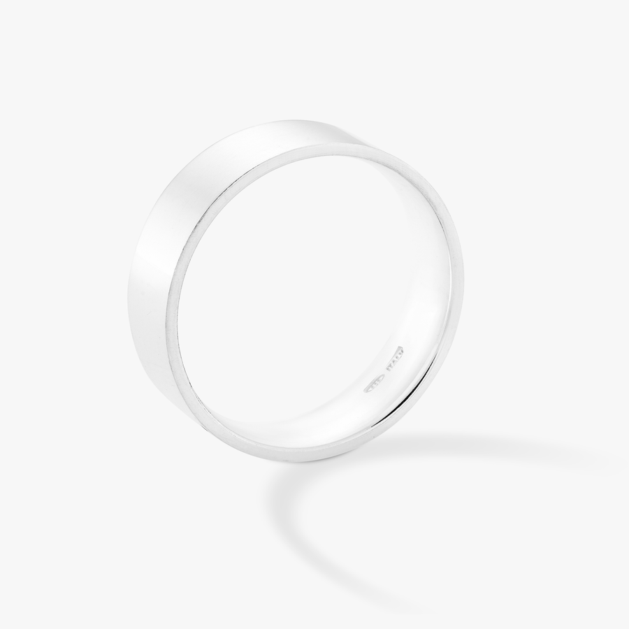 Comfort Fit Flat Band Ring in Sterling Silver, 6mm