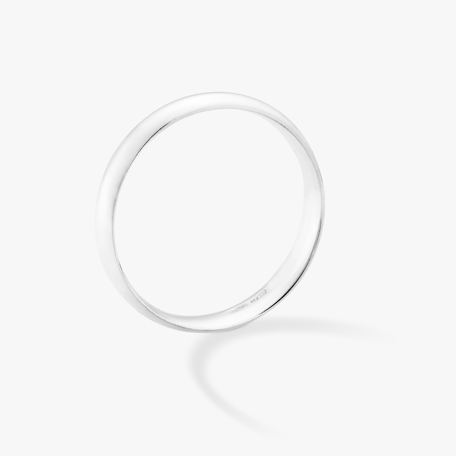 Comfort Fit Dome Band Ring in Sterling Silver, 4mm