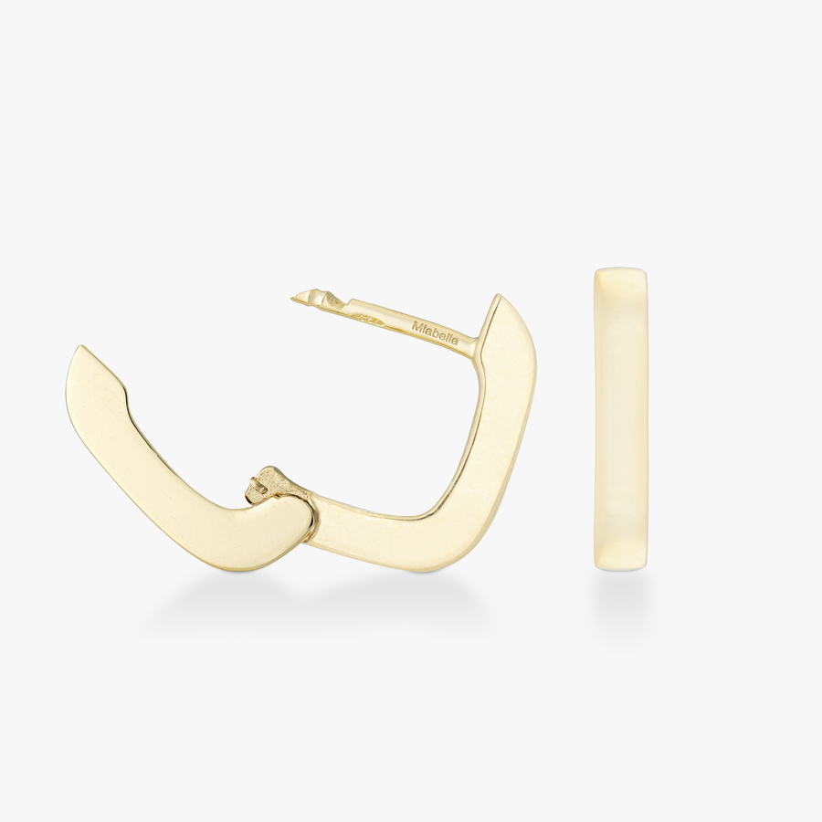 Small Huggie Square Hoop Earrings in 18k gold over sterling silver, 15mm