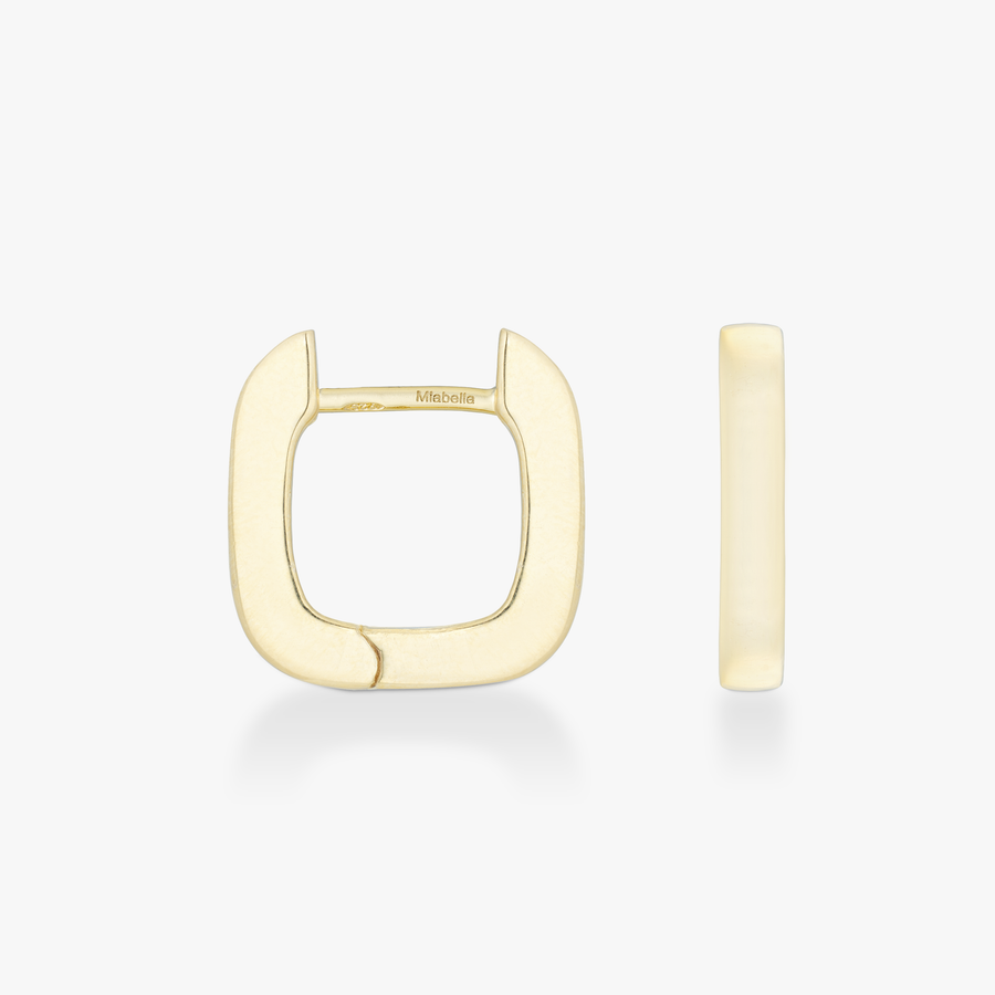 Small Huggie Square Hoop Earrings in 18k gold over sterling silver, 15mm