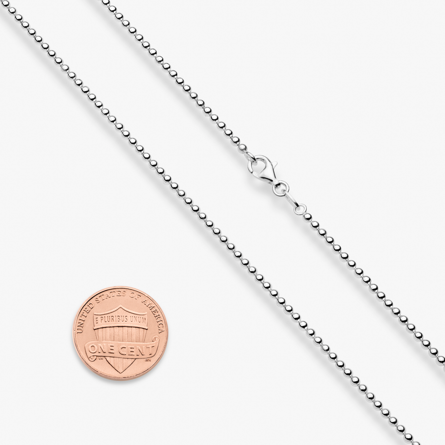 Bead Strand Necklace in Sterling Silver, 2mm