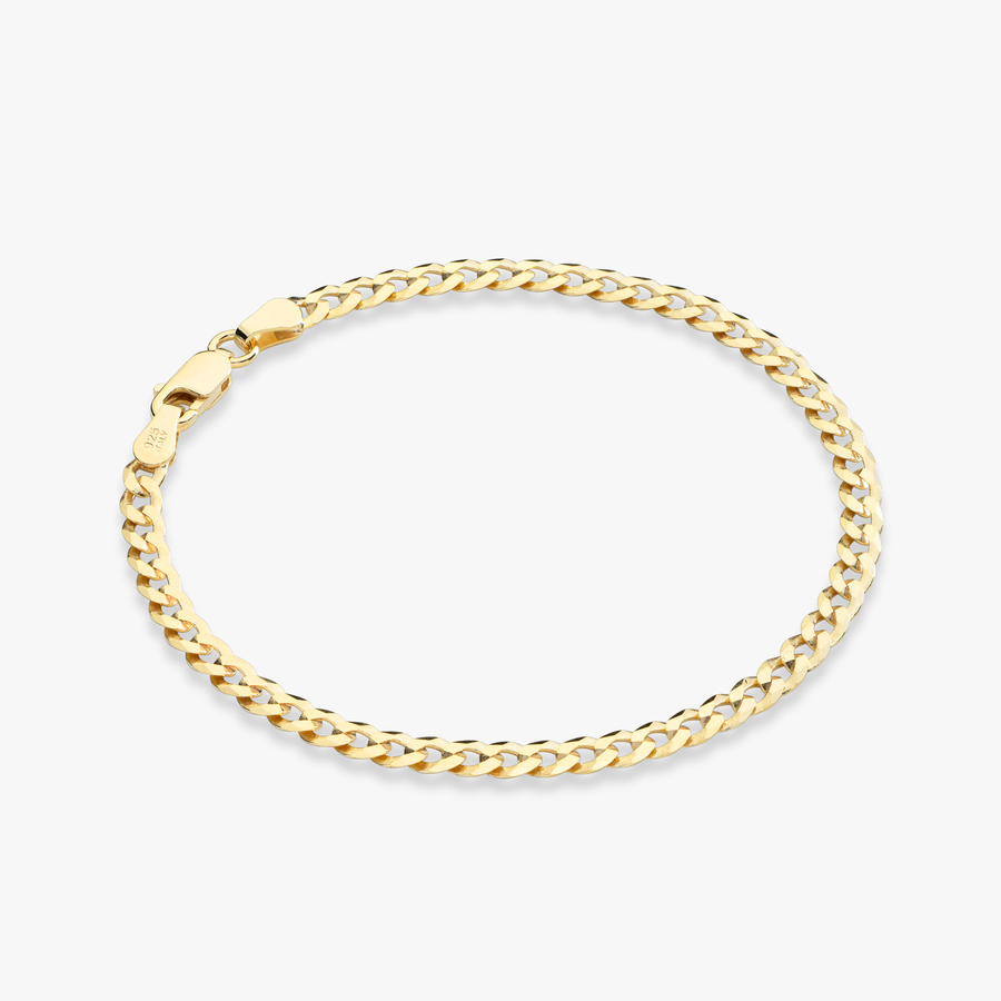 Cuban Chain Bracelet in 18k Gold Over Sterling Silver, 3.5mm