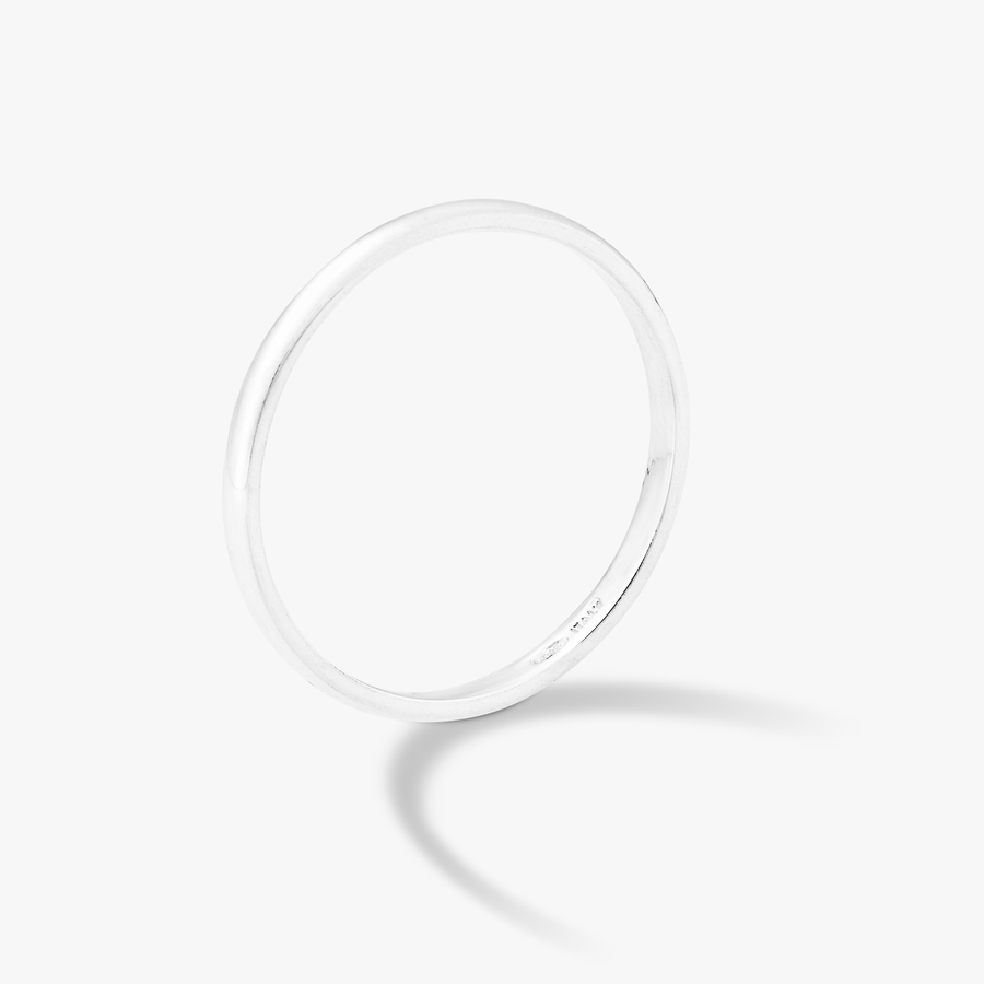 Comfort Fit Dome Band Ring in Sterling Silver, 2mm