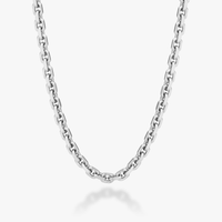 Open Box Chain Necklace in Rhodium Plated Sterling Silver, 3mm