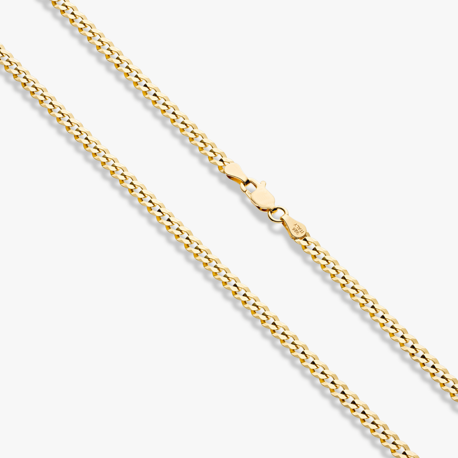 Cuban Chain Necklace in 18k gold over sterling silver, 3.5mm