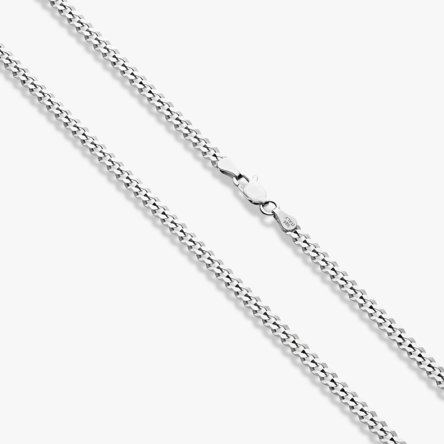 Cuban Chain Necklace in Sterling Silver 3.5mm Miabella