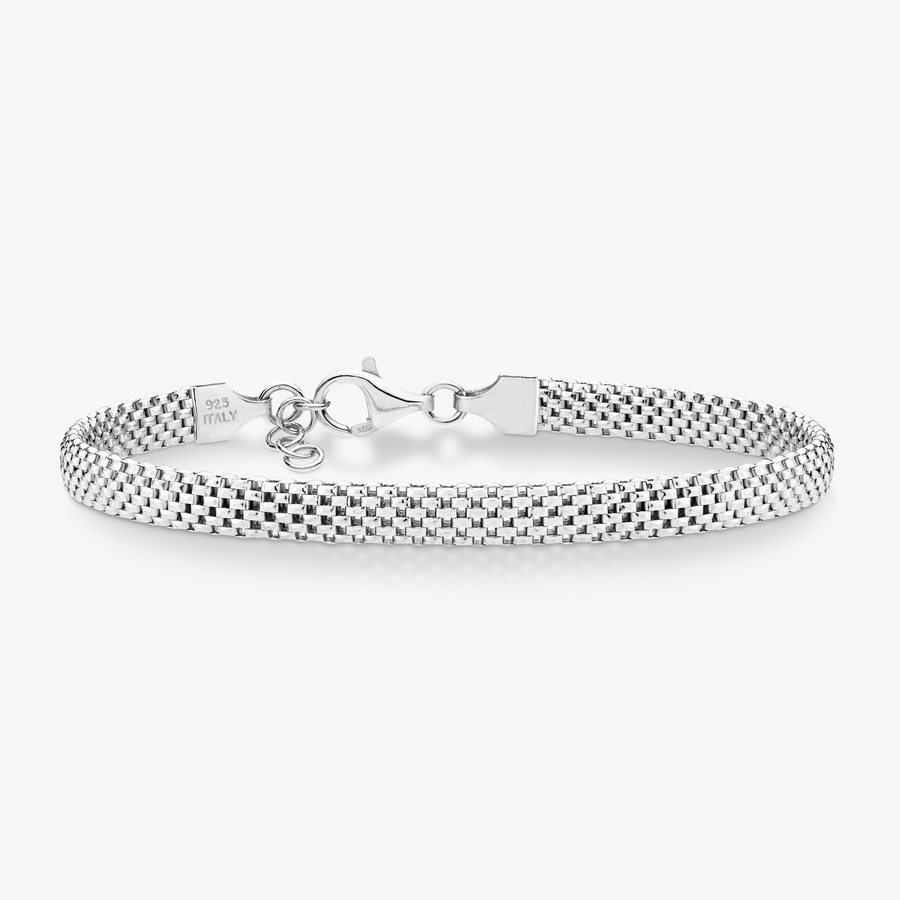 Domed Mesh Bracelet in Sterling Silver 5mm