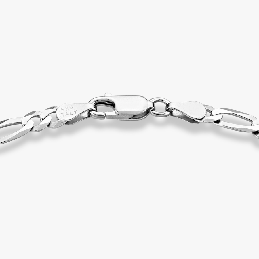 Figaro Chain Bracelet in Sterling Silver, 5mm