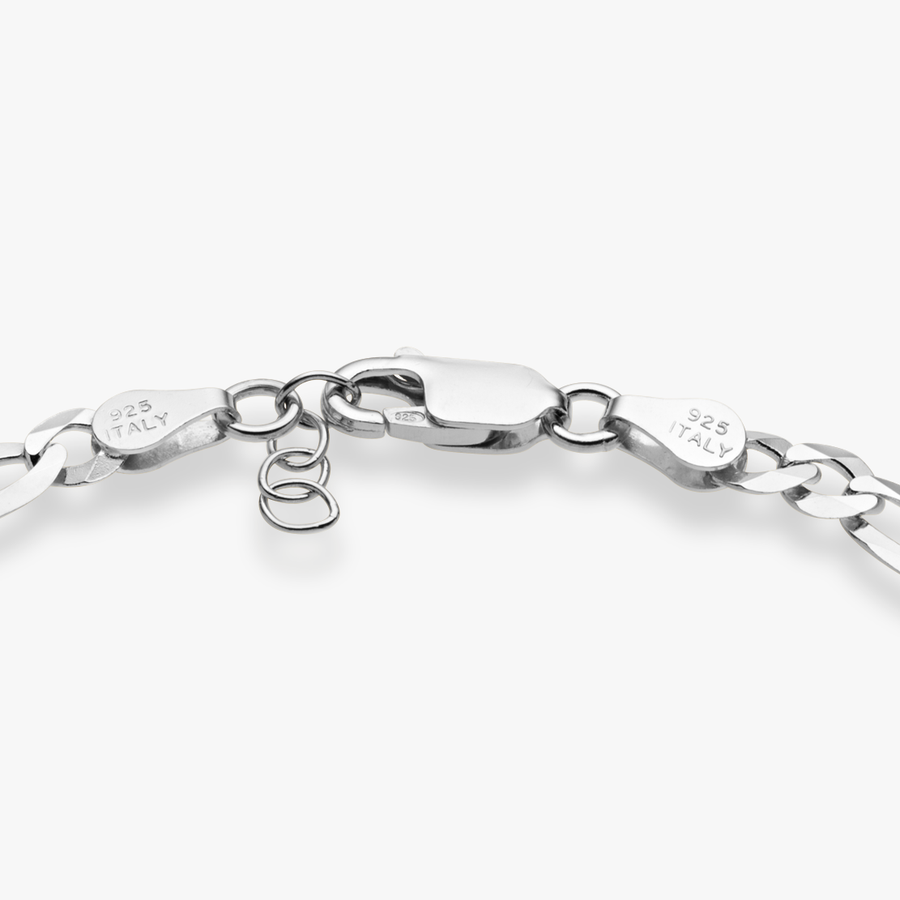 Figaro Chain Bracelet in Sterling Silver, 5mm