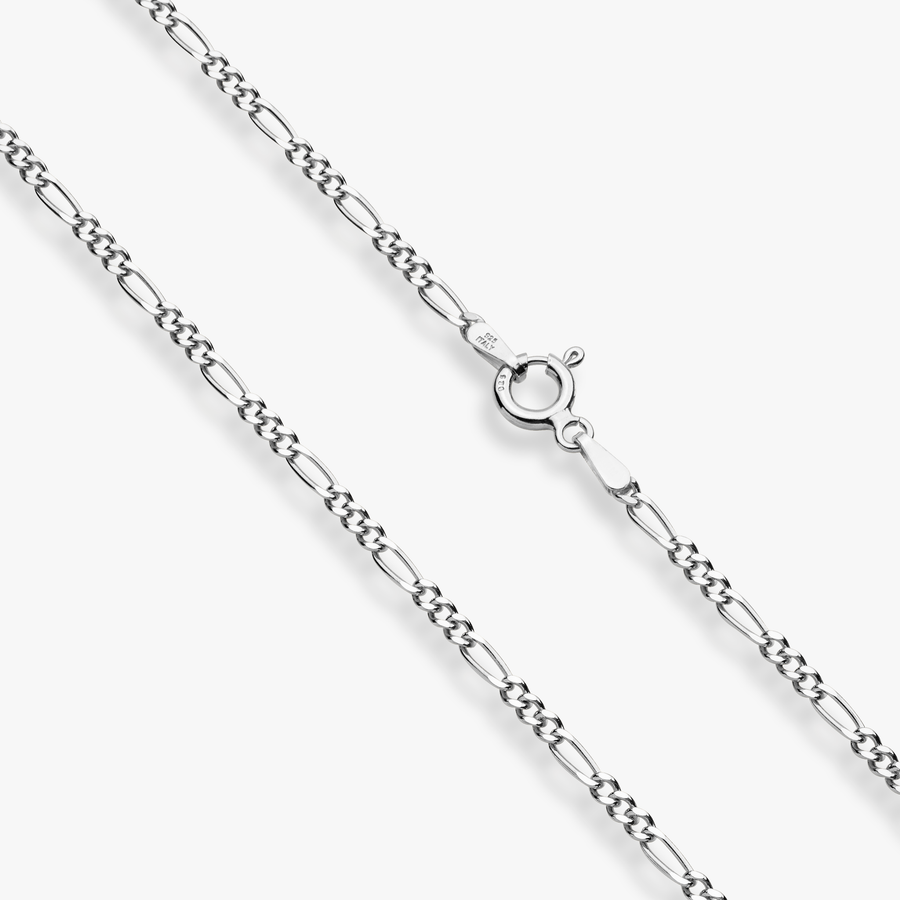 Figaro Chain Necklace in Sterling Silver, 2.3mm