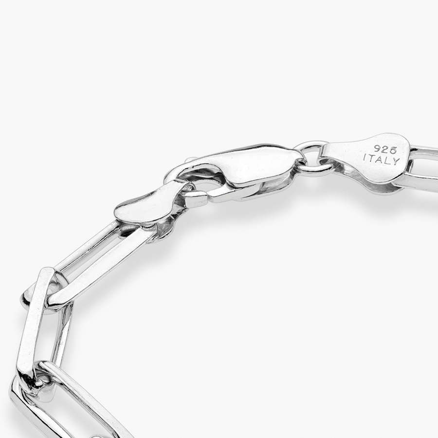 Paperclip Chain Bracelet in Sterling Silver, 5mm