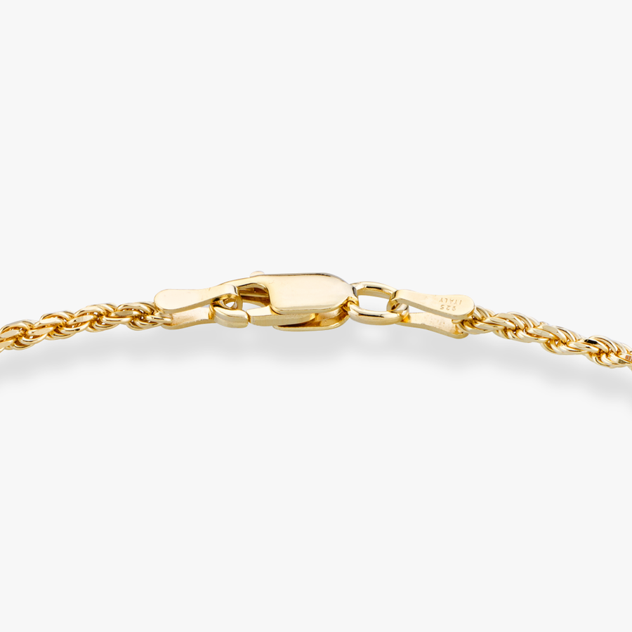 Rope Bracelet in 18k gold over sterling silver, 2mm