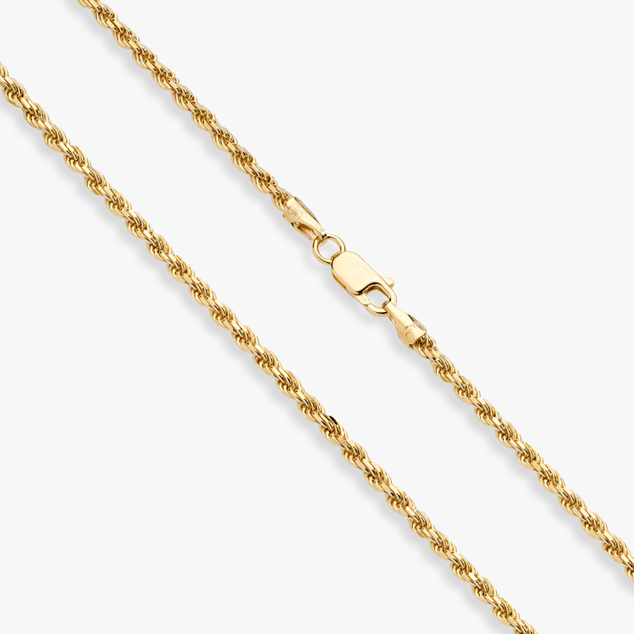 Rope Necklace in 18k gold over sterling silver, 3mm