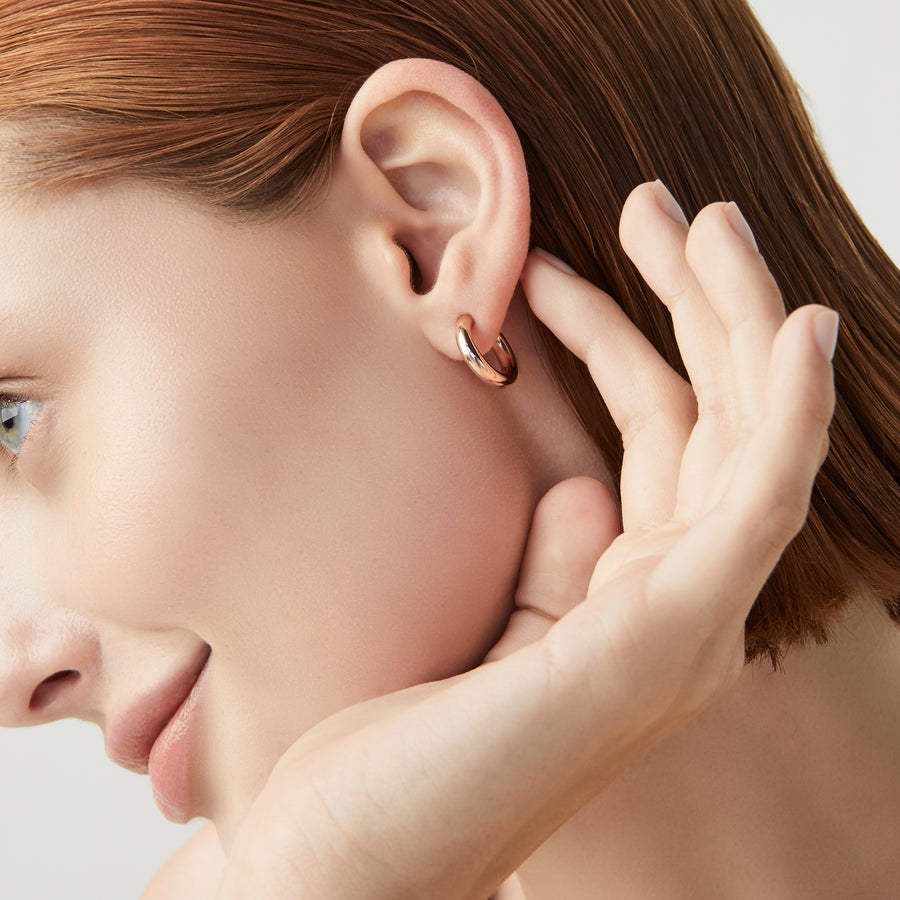 Lightweight Hoop Earrings for Women 18k rose gold over sterling silver, 16mm diameter