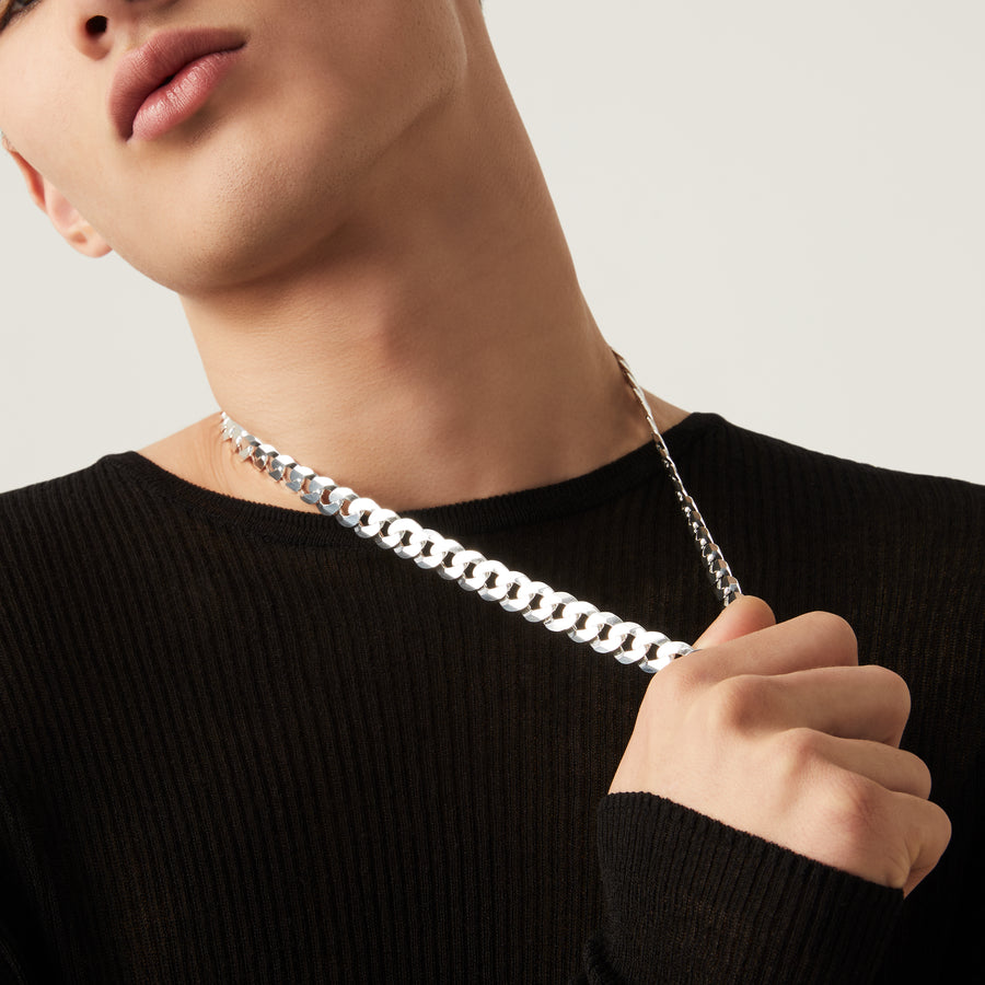 Solid 925 Sterling Men's Sterling Silver Cuban Chain Necklace