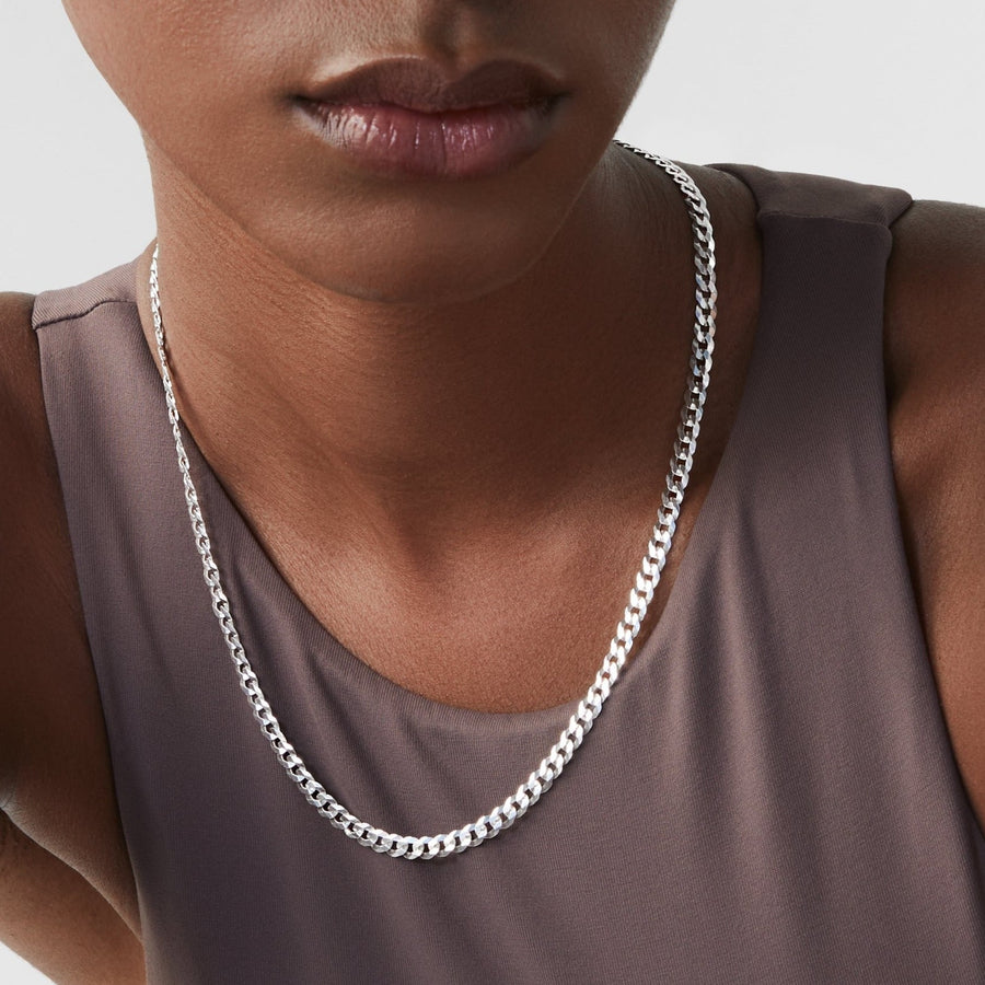 Cuban Chain Necklace in Sterling Silver, 5mm - Main Image