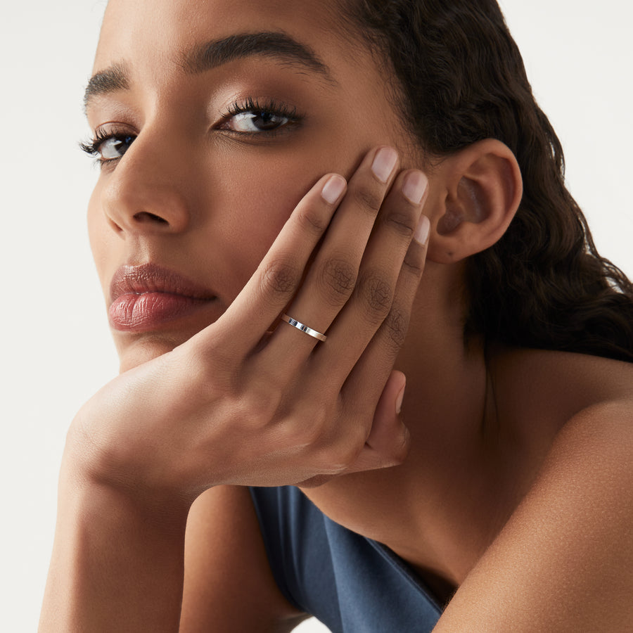 Comfort Fit Flat Band Ring in Sterling Silver, 2mm – Miabella