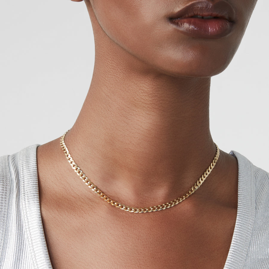 Cuban Chain Necklace in 18k gold over sterling silver, 5mm