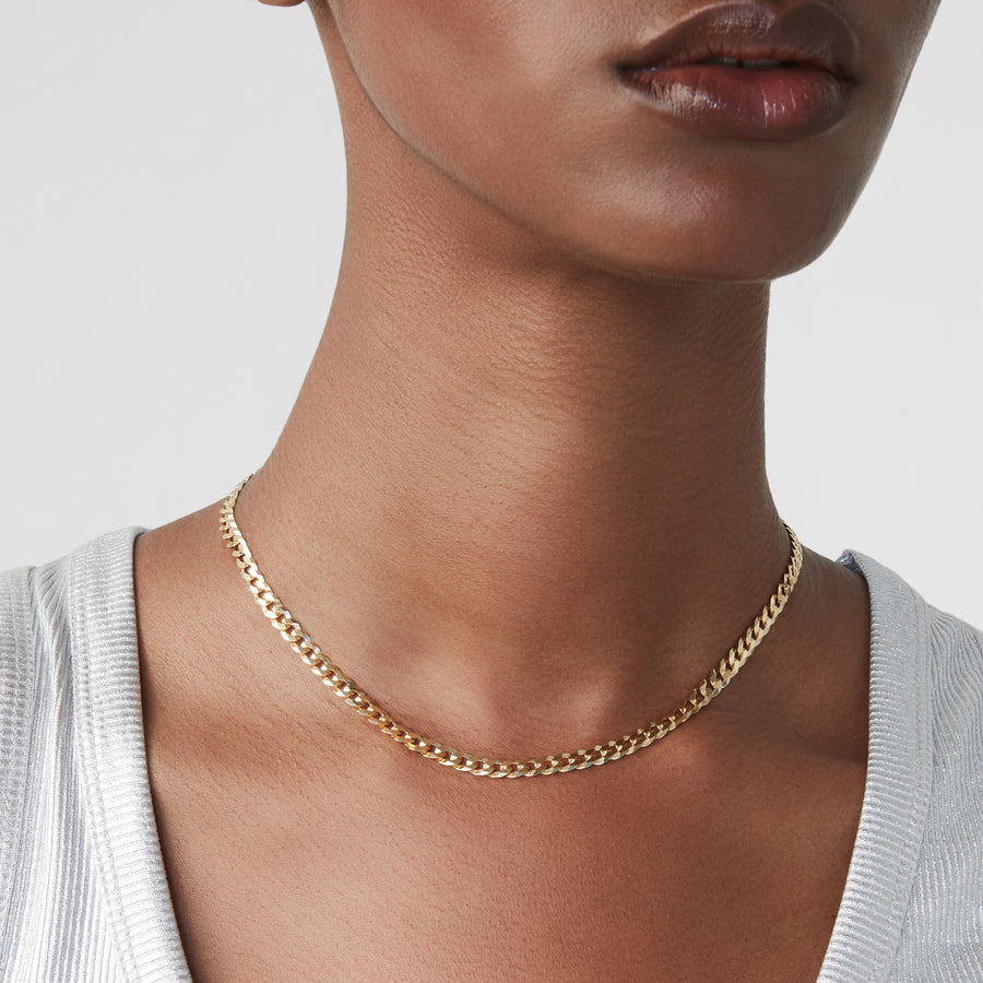 Cuban Chain Necklace in 18k Gold Over Sterling Silver, 5mm – Miabella