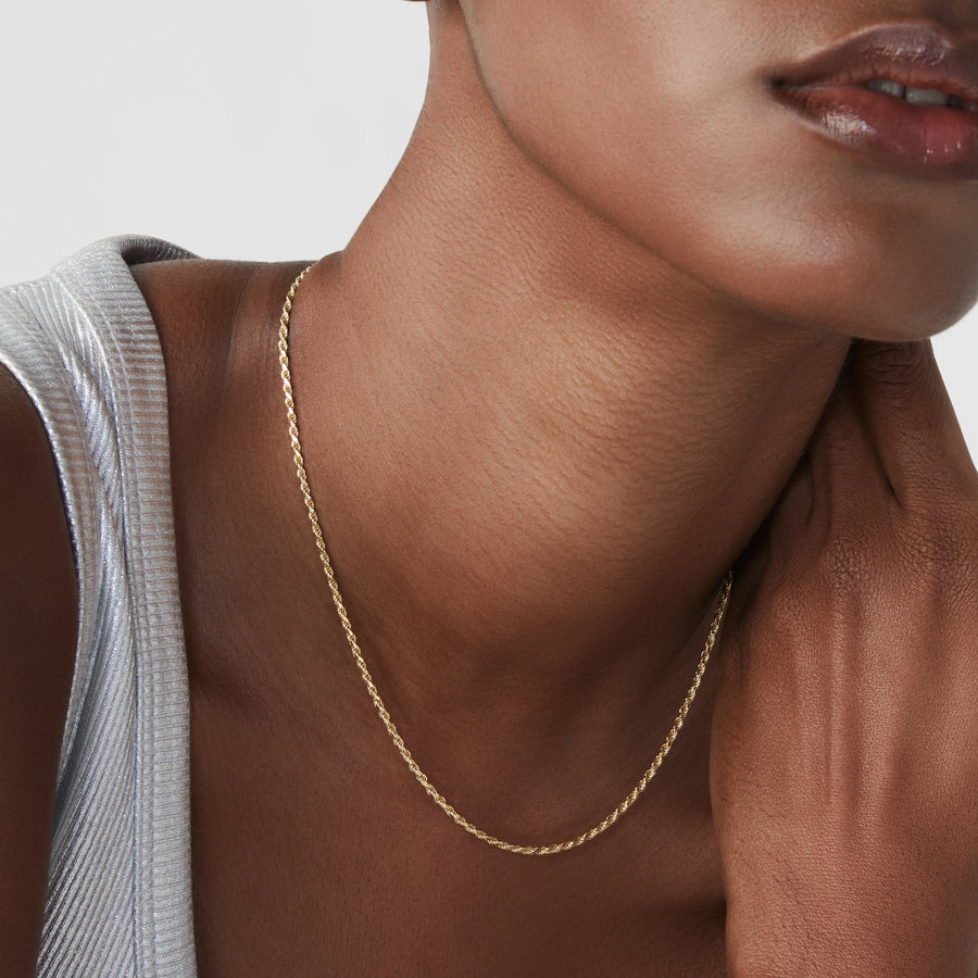 Rope Necklace in 18k gold over sterling silver, 2mm