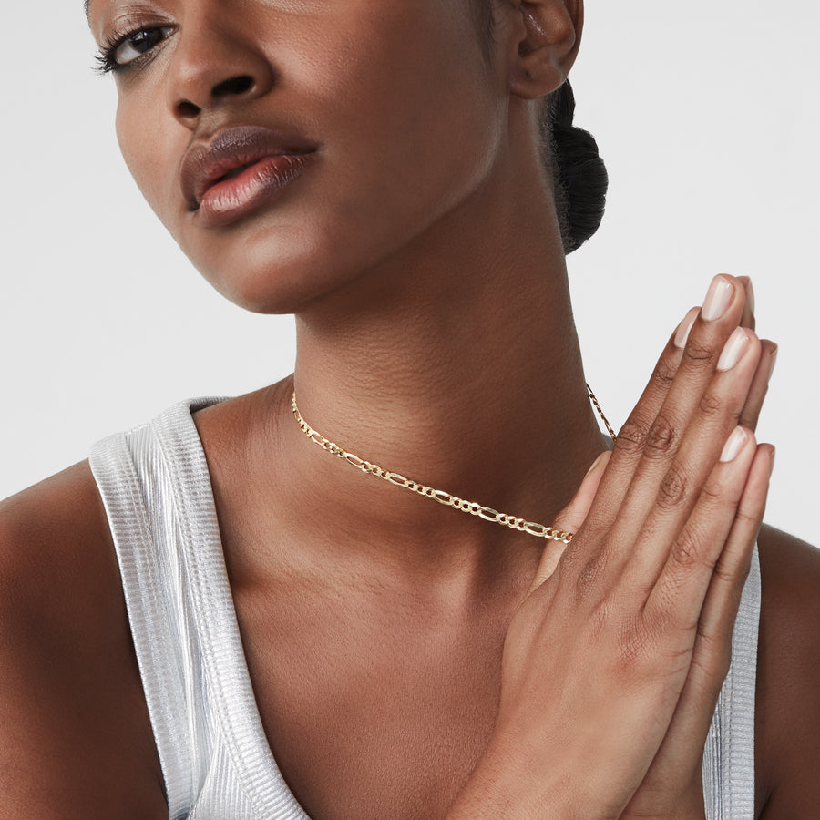 Figaro Chain Necklace in 18k Gold Over Sterling Silver, 5mm