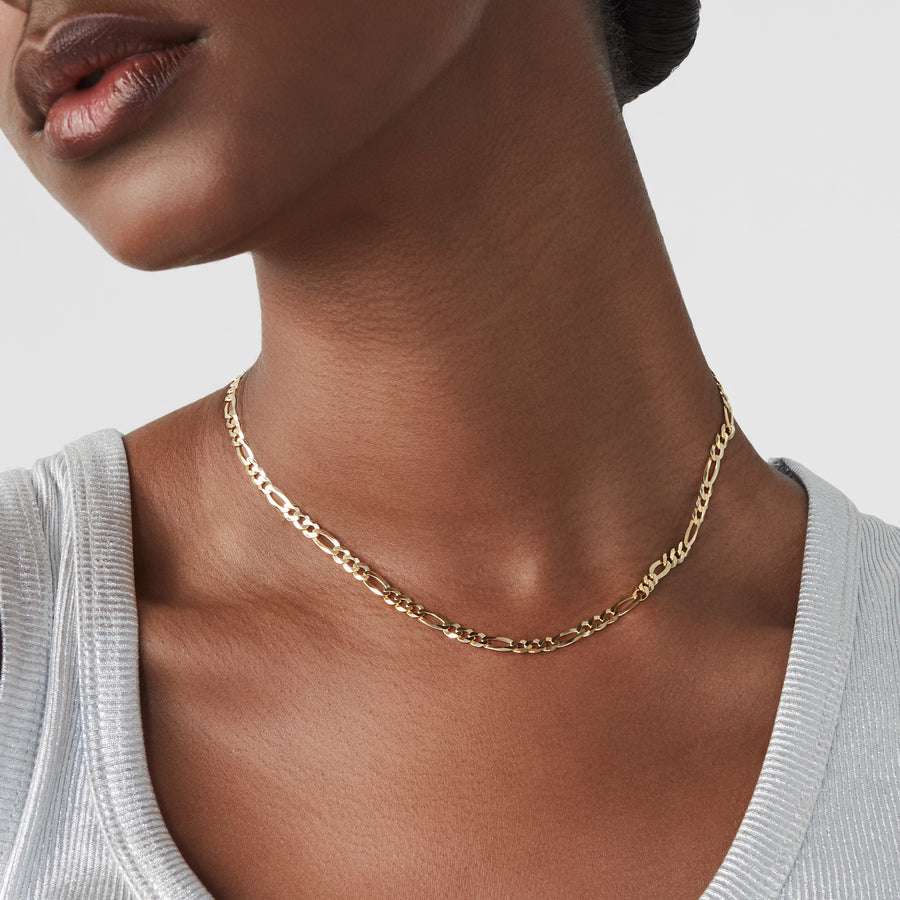 Figaro Chain Necklace in 18k gold over sterling silver, 5mm