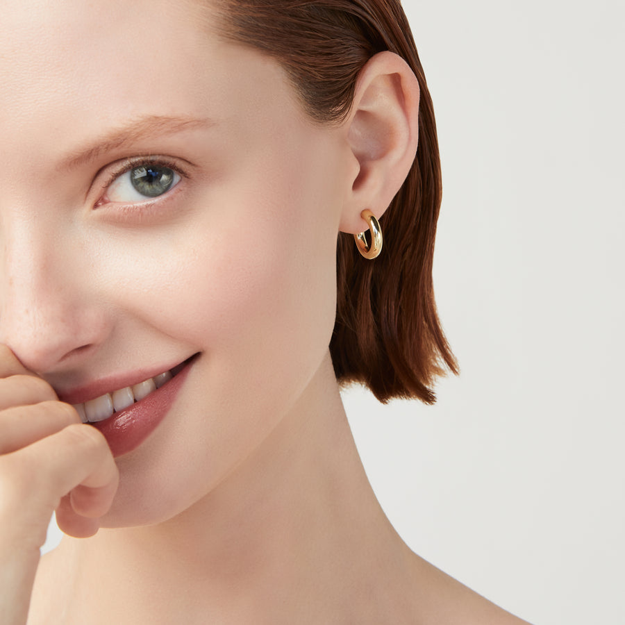 Lightweight Hoop Earrings for Women 18k gold over sterling silver, 16mm diameter