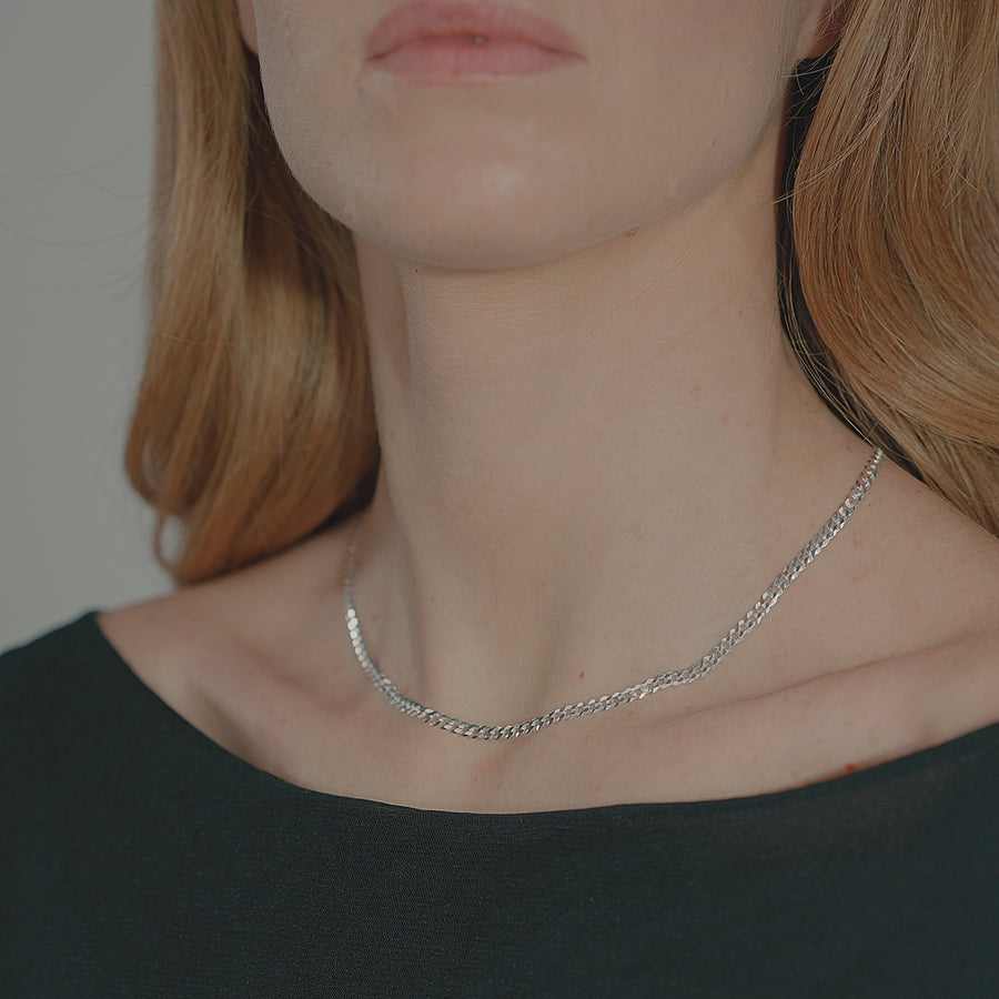 Cuban Chain Necklace in Sterling Silver, 3.5mm