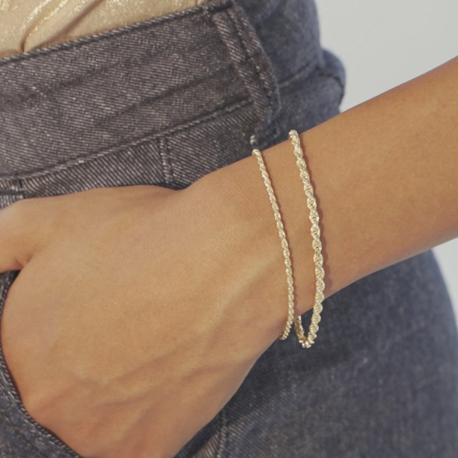 Rope Bracelet in 18k gold over sterling silver, 3mm