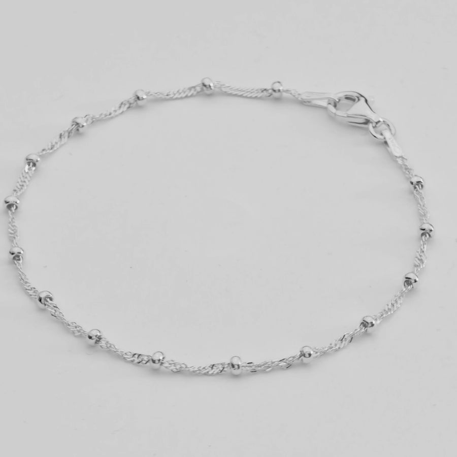 Singapore Bead Chain Bracelet in Sterling Silver