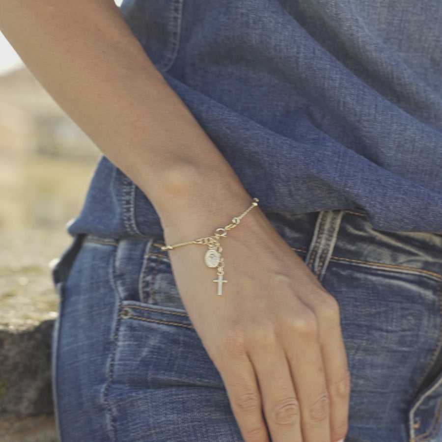 Rosary Adjustable Bracelet in 18k gold over sterling silver