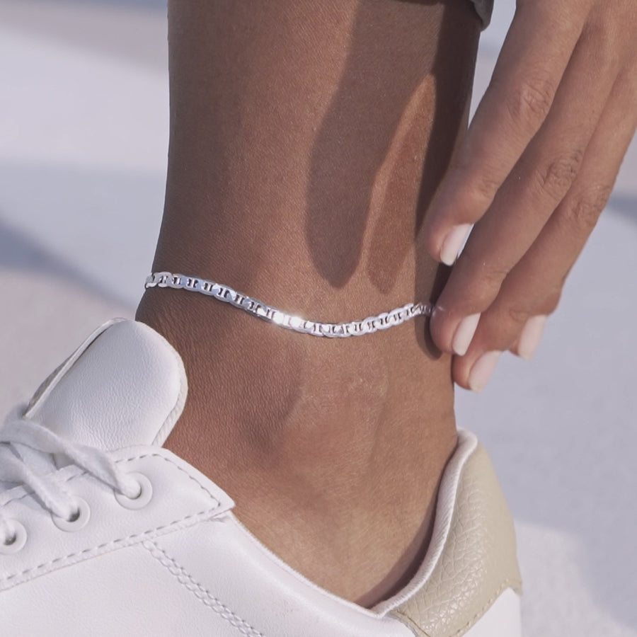 Mariner Anklet in Sterling Silver, 4mm