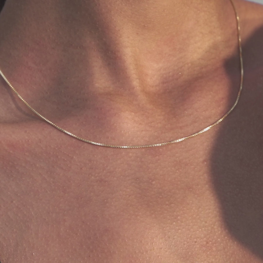 Box Chain Necklace in 18k Gold Over Sterling Silver, 1mm